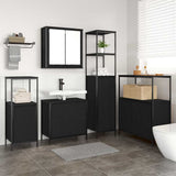 Bathroom Furniture Set with Shelf 5 pcs Black Engineered wood 3328369