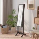 Free-Standing Mirror with LED Black 34x37x146 cm 351767