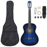 8 Piece Classical Guitar Beginner Set Blue 3/4 36" 70117