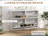 Shoe Storage Cabinet, 4 Flip Drawers, Shoe Organizer for 16 Pairs of Shoes, White T3398P341272