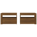 ZNTS Bedside Cabinets 2 pcs with LEDs Brown Oak 60x35x40 cm 3144974