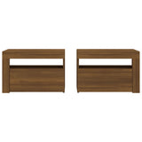 ZNTS Bedside Cabinets 2 pcs with LEDs Brown Oak 60x35x40 cm 3144974