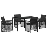 Garden Dining Set 5 pcs Black Poly Rattan 3380622