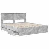 Bed Frame with Drawer Concrete Grey 160 x 200 cm Engineer Wood 3410689