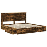 Storage Bed with Drawer Smoked Oak 180 x 200 cm Engineered Wood 3410227