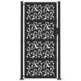 Garden Gate Black 100x200 cm Steel Leaf Design 4100963
