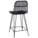 Bar Stool 2 pcs Black 44 x 54 x 96 cm Rattan and Steel 42033209