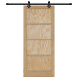 Sliding Door Natural and Black 86 x 198.5 cm Solid Pine Wood 3445510