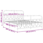 Metal Bed Frame without Mattress with Footboard White 140x200cm 377185