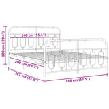 Metal Bed Frame without Mattress with Footboard White 140x200cm 377185