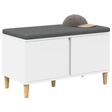 Hall Bench White 80 x 38 x 46 cm Engineered Wood and Fabric 891528