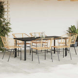 7 Piece Garden Dining Set Brown Poly Rattan Glass 3334595