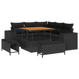Garden Sofa Set with Cushion with Storage 8 pcs Black 3363944