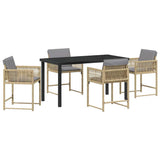 Garden Dining Set 5 pcs Beige Poly Rattan 3380766