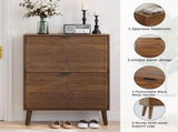 60cm Walnut Shoe Storage Cabinet,Medieval Modern Independent Shoe Cabinet, Fence Shoe Cabinet with 2 W6296P537668