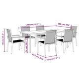 7 Piece Garden Dining Set Black Textilene and Steel 3187047