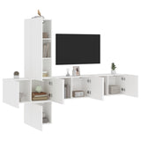 5 Piece TV Wall Units White Engineered Wood 3216457