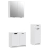 3 Piece Bathroom Cabinet Set White Engineered Wood 3115868