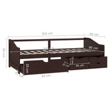 3-Seater Day Bed without Mattress Dark Brown Solid Pinewood 90x200cm 322172