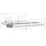 Bed Frame without Mattress White 200x200 cm Solid Wood 3194592