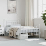 Metal Bed Frame without Mattress with Footboard White 107x203cm 353600