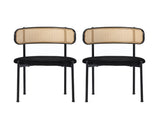 Velvet dining chair, set of 4, modern, simple chair with four metal support legs, rattan N606P389324S