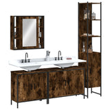 4 Piece Bathroom Cabinet Set Smoked Oak Engineered Wood 3214752