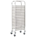 Kitchen Trolley for 16 Trays 38x55x163 cm Stainless Steel 50920