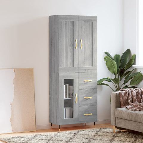 Highboard Grey Sonoma 69.5x34x180 cm Engineered Wood 3199927