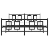 Metal Bed Frame without Mattress with Footboard Black 150x200cm 374261