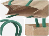 Jute Handbags 10 pcs Natural and Green 26 x 22 x 14 cm 42012285