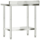 Kitchen Work Table with Backsplash 82.5x55x93 cm Stainless Steel 376457