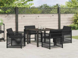 Garden Dining Set 5 pcs Black Poly Rattan 3380773