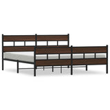 Metal Bed Frame without Mattress Brown Oak 193x203 cm 3308480