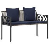 Outdoor Furniture Set 4 pcs Grey and Navy Blue Poly Rattan 42025345