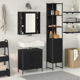 Bathroom Vanity Units with Shelf 3 pcs Black Engineered wood 3334385