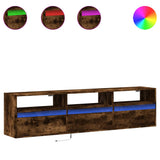TV Wall Cabinet with LED Smoked Oak 180x31x45 cm 3307944