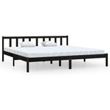 ZNTS 810106 Bed Frame without Mattress Black Solid Wood 200x200 cm