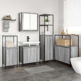 Bathroom Furniture Set with Shelf 5 pcs Grey Sonoma and Black 3328387