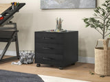 3 Drawer File Cabinet, Mobile Filing Cabinet on Wheels for Home Office, Study, Black T3398P343025