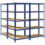 3 Piece 5-Layer Shelves Set Blue Steel&Engineered Wood 3307614