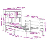 ZNTS Bookcase Bed without Mattress 90x200cm Solid Wood Pine 3322790