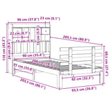 Bookcase Bed without Mattress White 90x200cm Solid Wood Pine 3322791