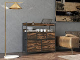 Rustic Chest of Seven Fabric Drawers - Rustic Brown T3398P329438