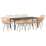 Garden Dining Set 9 pcs Brown Powder-Coated Steel 3379183