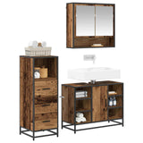 Bathroom Furniture Set with Door 3 pcs Old Wood Engineered Wood 3402563