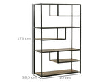 6 Tier Bookcase, Industrial Tall Shelf Unit with Steel Frame for Home Office, Study, Living Room, T3398P329530