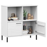 Bookcase with Metal Legs White 90x35x90.5 cm Solid Wood OSLO 351017