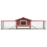 Rabbit Hutch Red 310x70x87 cm Solid Pine & Fir Wood 170860
