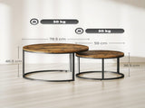 Set of Two Wood-Effect Stacking Tables - Rustic Brown T3398P423512